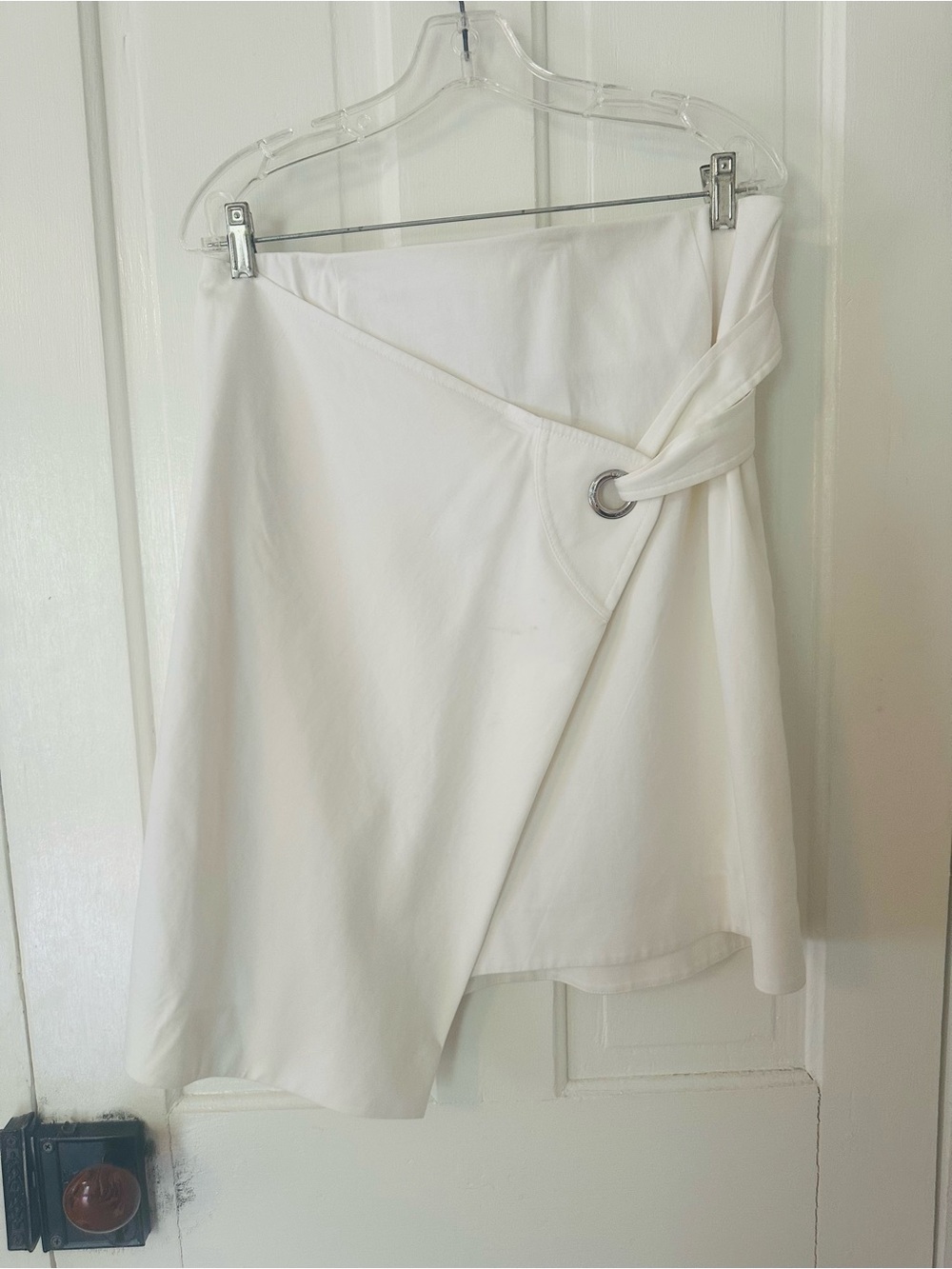 Celine White Asymmetrical Skirt Silver Hardware 42
